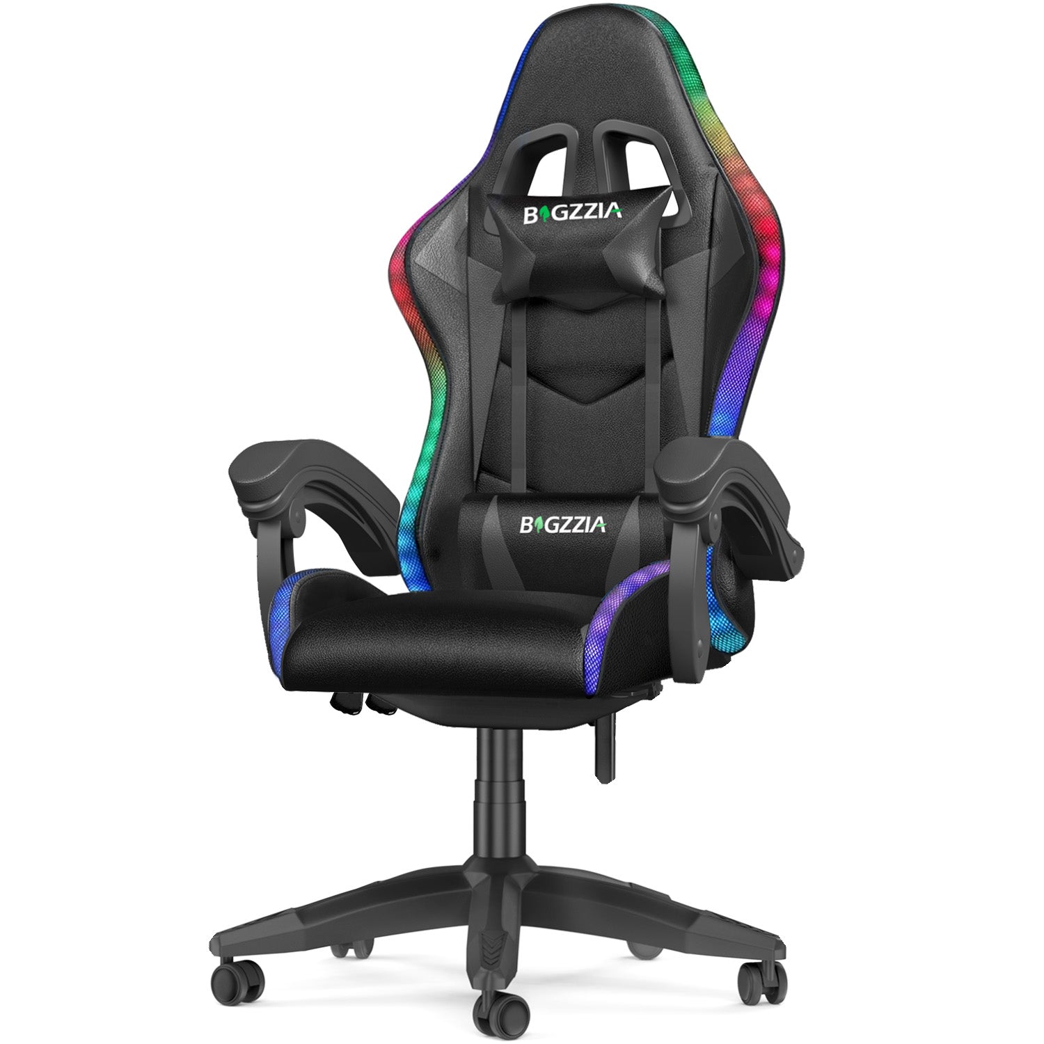 Sedia da Gioco Ergonomica con Luci LED RGB, Reclinabile, Poggiatesta e Supporto Lombare Stile Racing