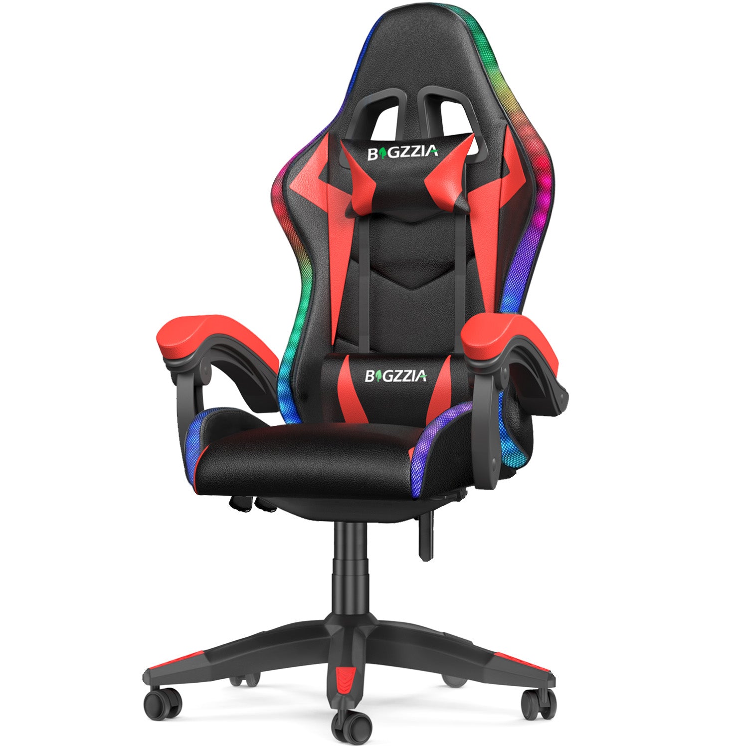 Sedia da Gioco Ergonomica con Luci LED RGB, Reclinabile, Poggiatesta e Supporto Lombare Stile Racing