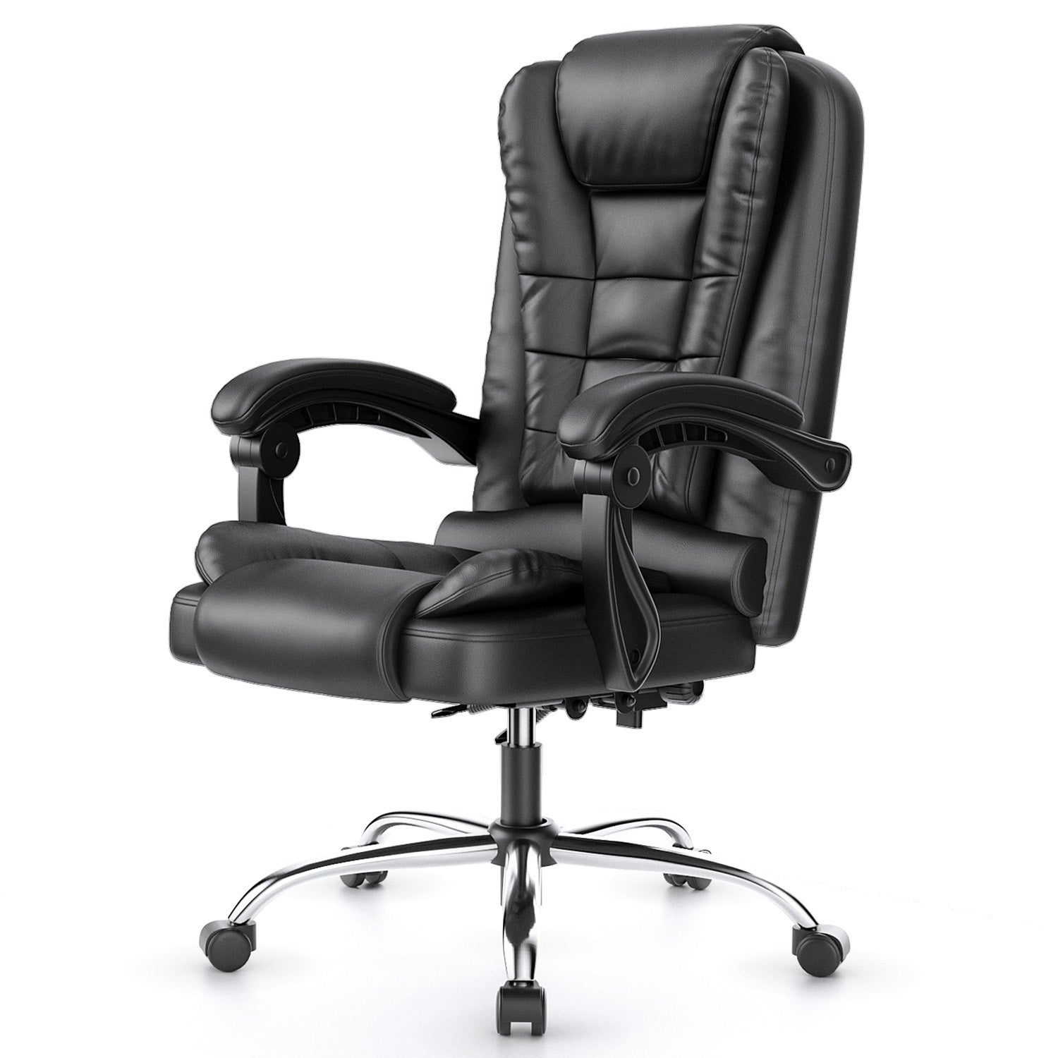 Sedia ergonomica per ufficio esecutivo Sedia da scrivania per computer con schienale alto in pelle PU con funzione di inclinazione reclinabile per il lavoro in casa-ufficio