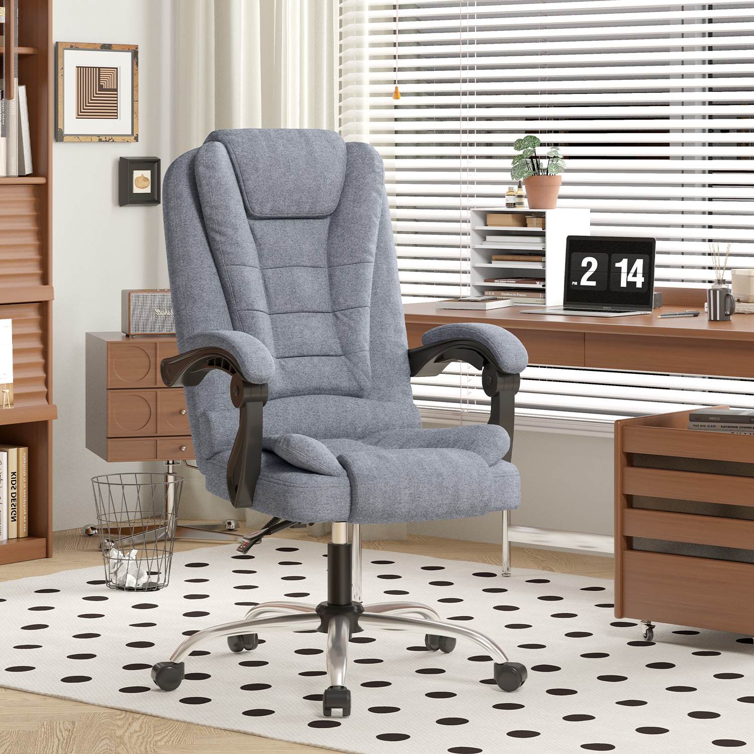Sedia ergonomica per ufficio esecutivo Sedia da scrivania per computer con schienale alto in pelle PU con funzione di inclinazione reclinabile per il lavoro in casa-ufficio
