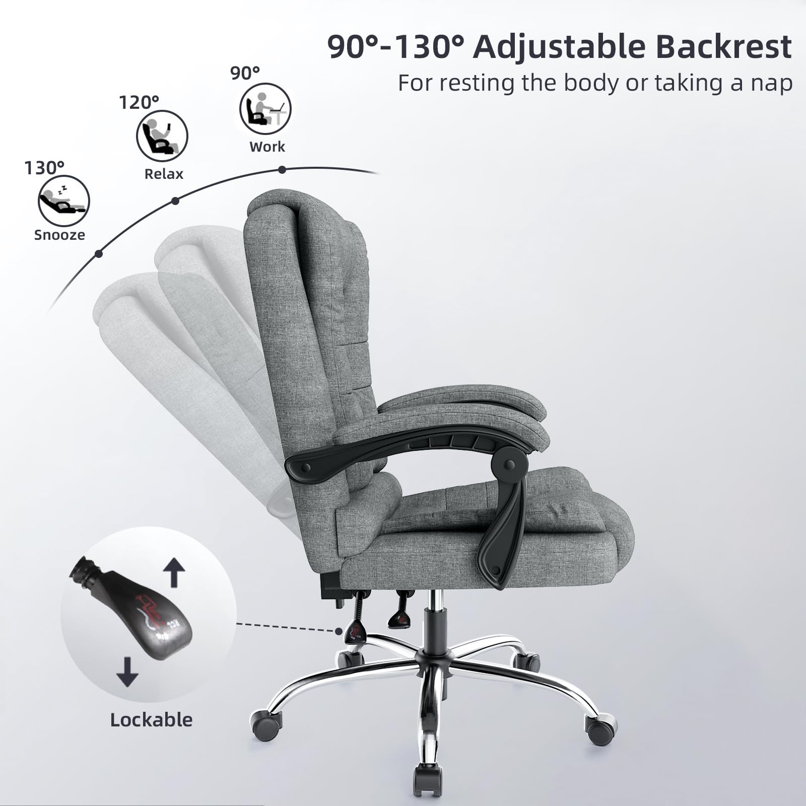 Sedia ergonomica per ufficio esecutivo Sedia da scrivania per computer con schienale alto in pelle PU con funzione di inclinazione reclinabile per il lavoro in casa-ufficio