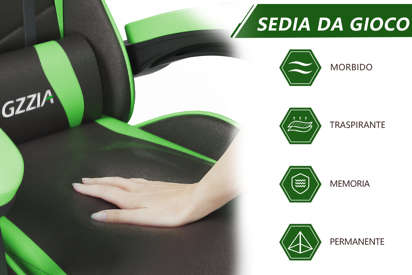 Sedia da Gaming, Sedia Ufficio Ergonomica con Schienale Regolabile, Poggiatesta e Supporto Lombare