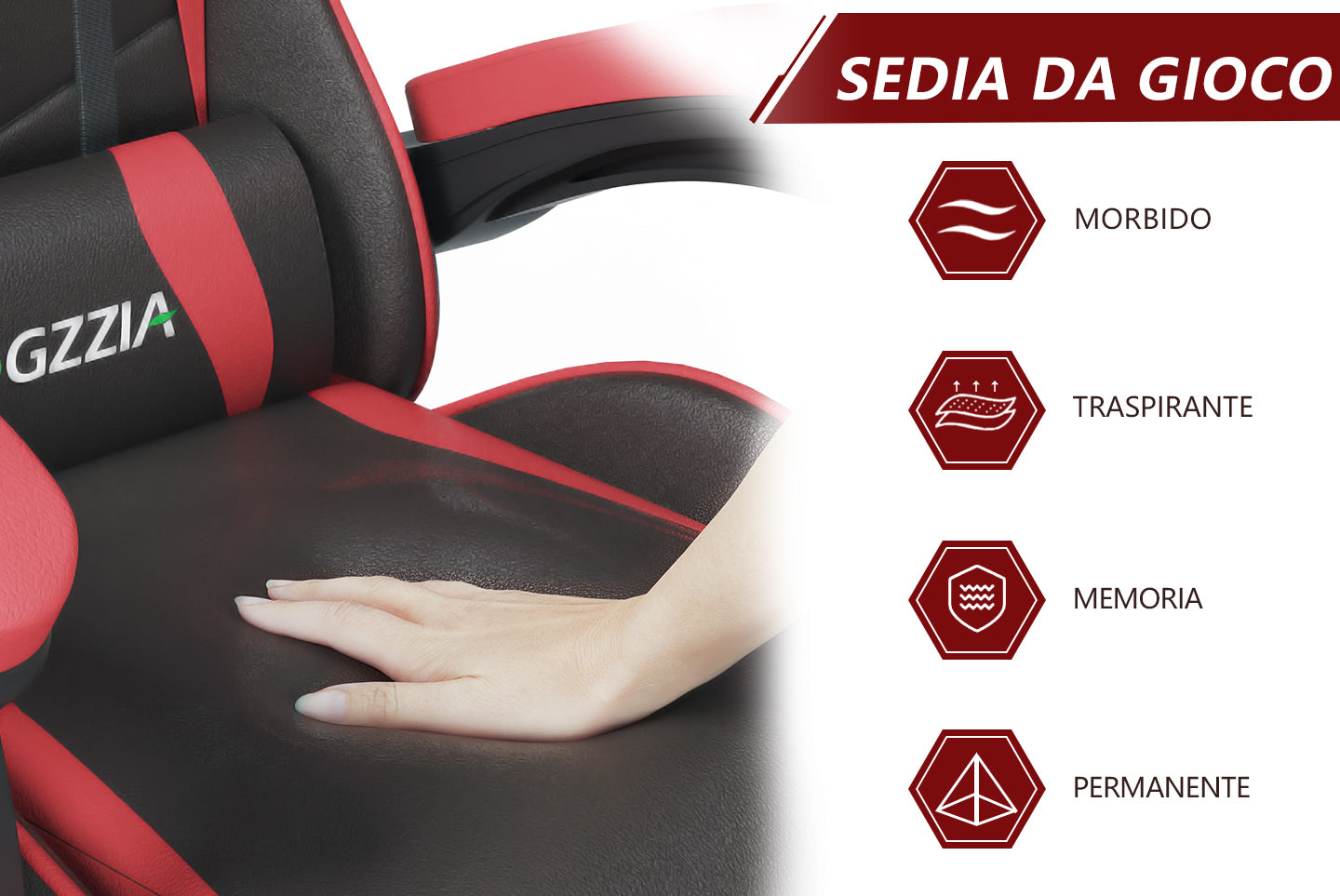 Sedia da Gaming, Sedia Ufficio Ergonomica con Schienale Regolabile, Poggiatesta e Supporto Lombare