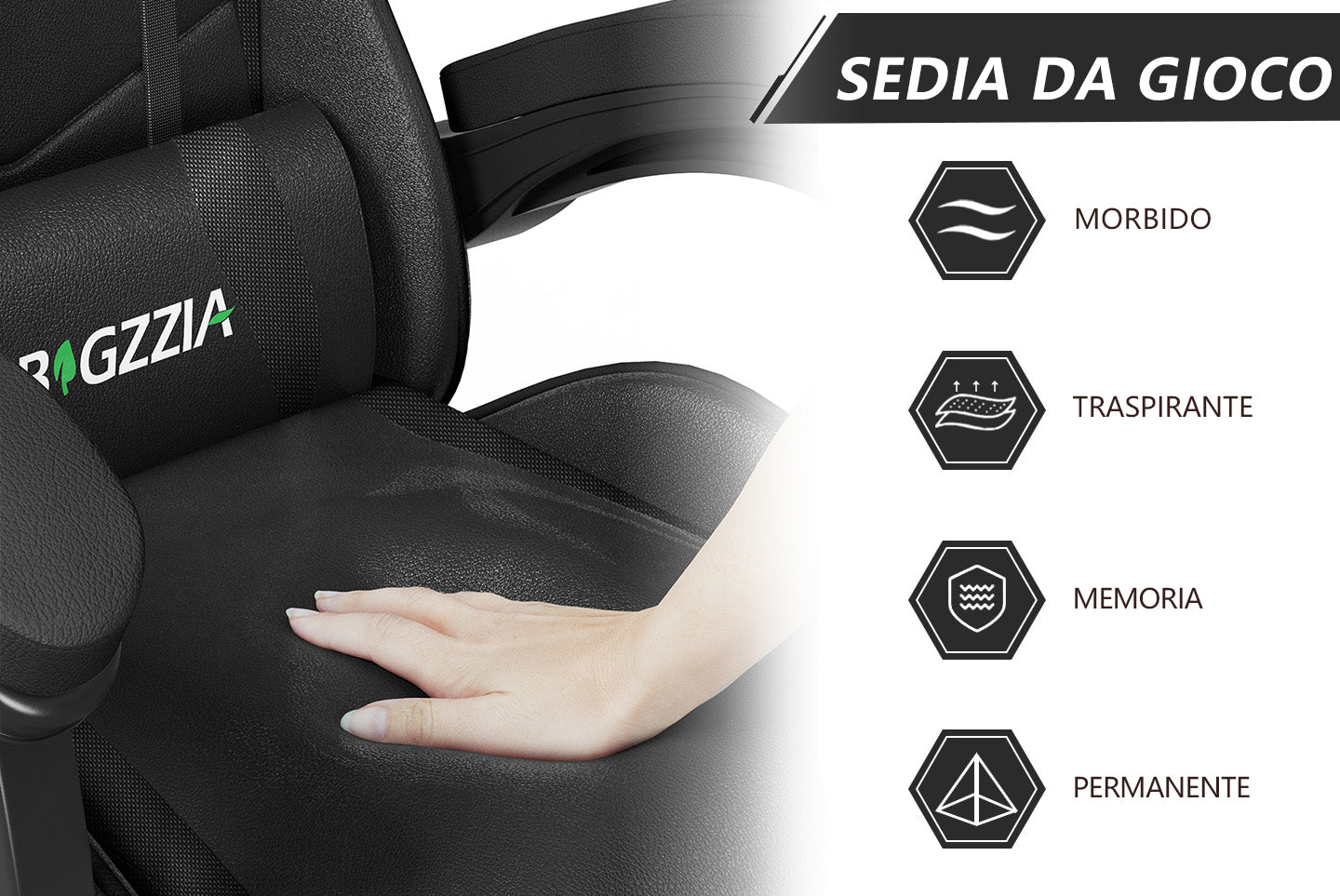 Sedia da Gaming, Sedia Ufficio Ergonomica con Schienale Regolabile, Poggiatesta e Supporto Lombare