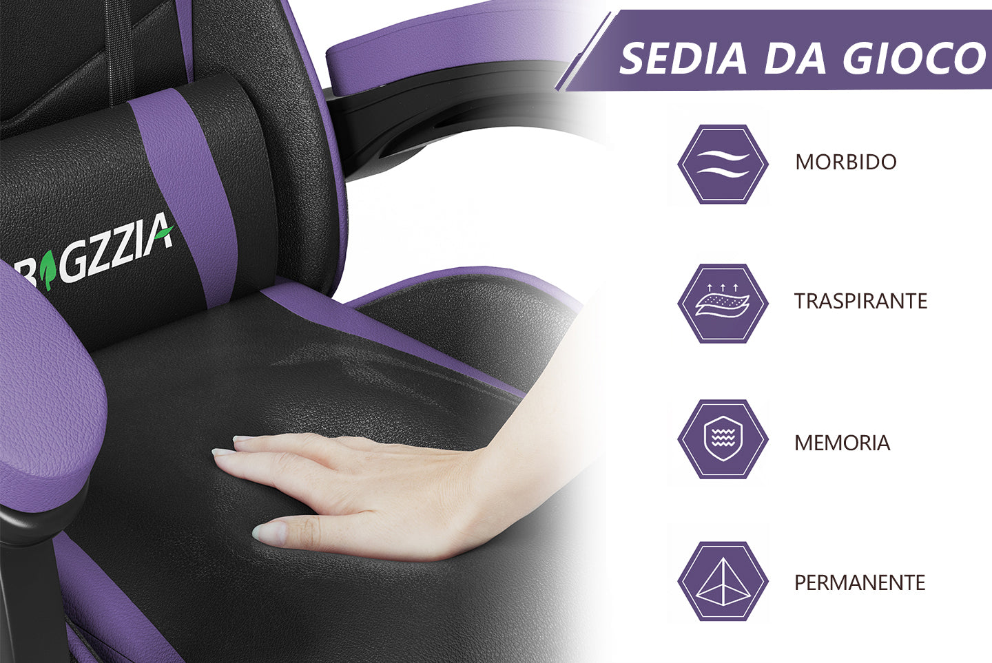 Sedia da Gaming, Sedia Ufficio Ergonomica con Schienale Regolabile, Poggiatesta e Supporto Lombare
