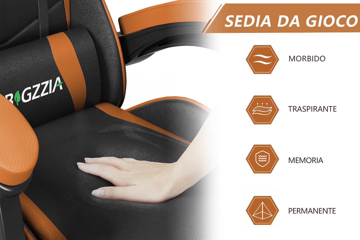 Sedia da Gaming, Sedia Ufficio Ergonomica con Schienale Regolabile, Poggiatesta e Supporto Lombare