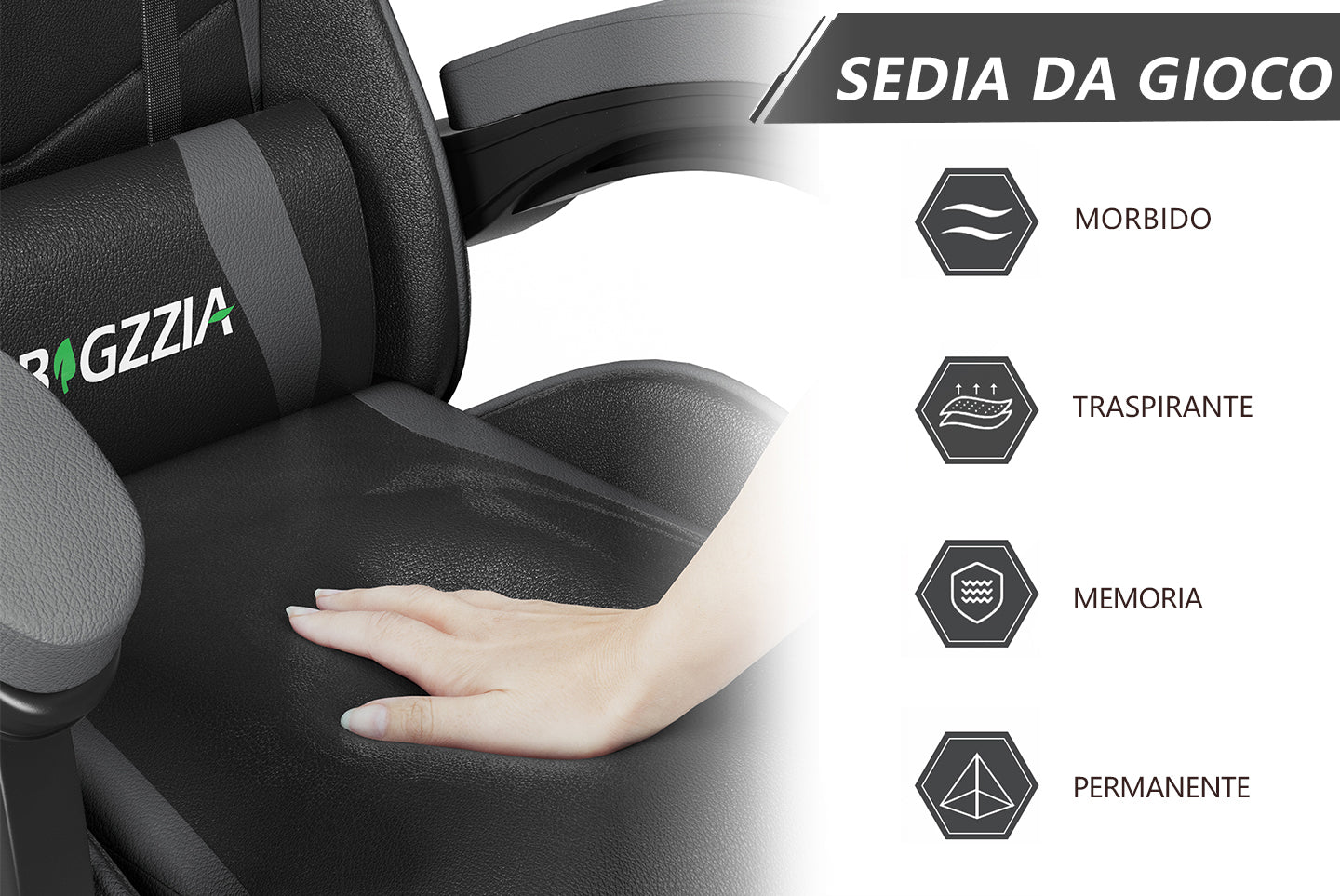 Sedia da Gaming, Sedia Ufficio Ergonomica con Schienale Regolabile, Poggiatesta e Supporto Lombare