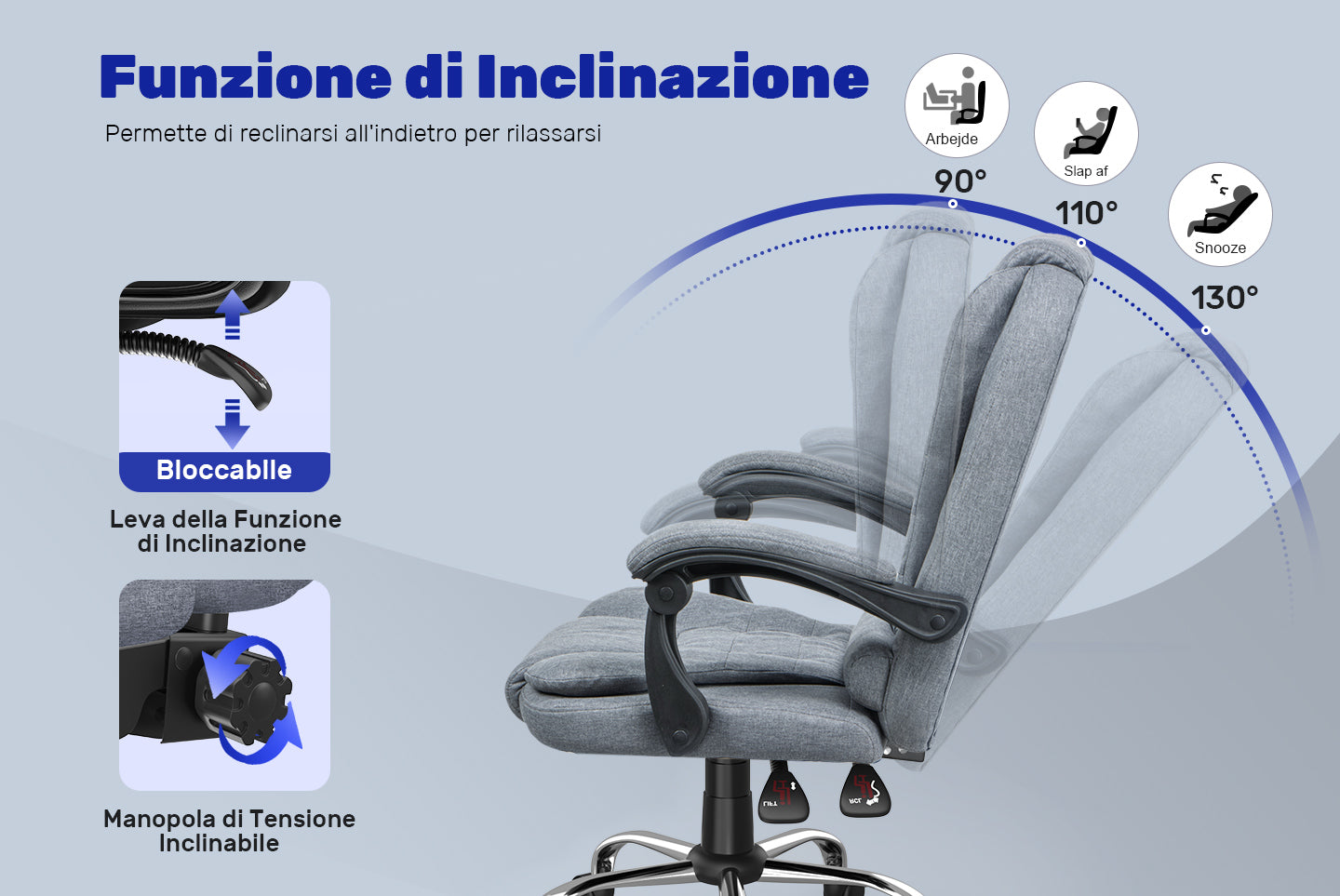 Sedia ergonomica per ufficio esecutivo Sedia da scrivania per computer con schienale alto in pelle PU con funzione di inclinazione reclinabile per il lavoro in casa-ufficio
