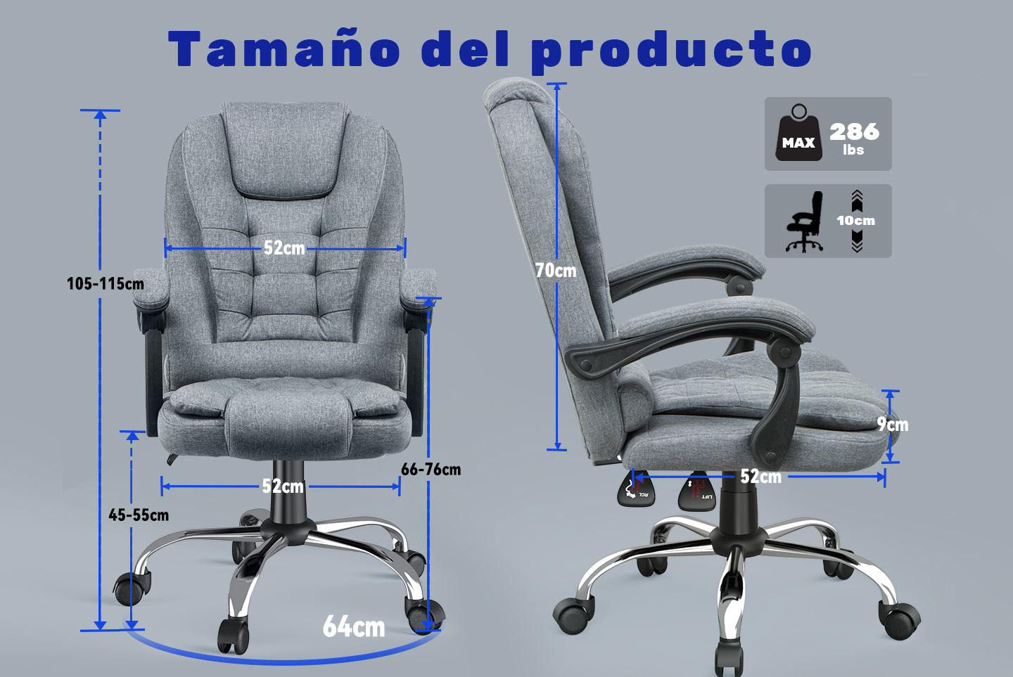 Sedia ergonomica per ufficio esecutivo Sedia da scrivania per computer con schienale alto in pelle PU con funzione di inclinazione reclinabile per il lavoro in casa-ufficio