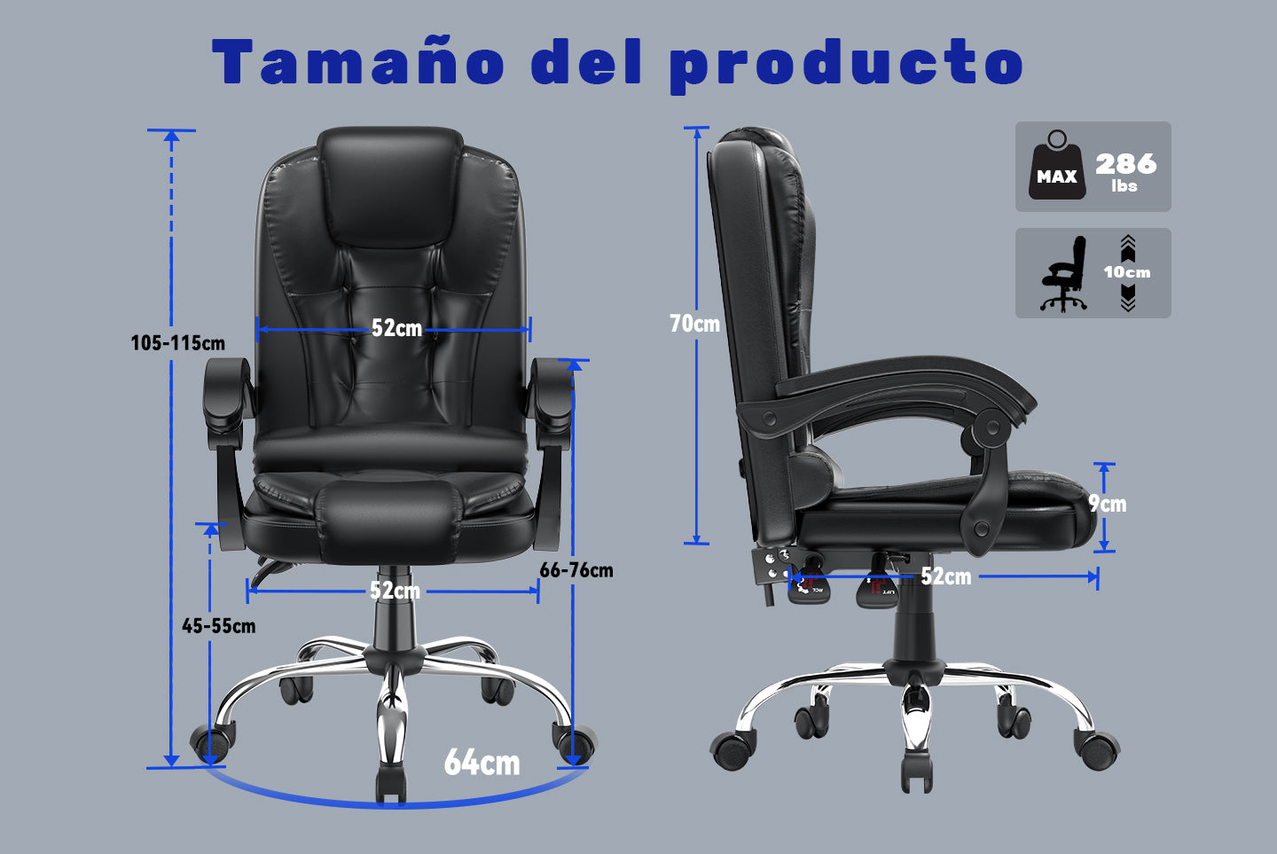 Sedia ergonomica per ufficio esecutivo Sedia da scrivania per computer con schienale alto in pelle PU con funzione di inclinazione reclinabile per il lavoro in casa-ufficio