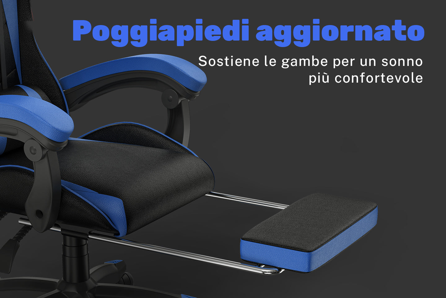 Sedia da gioco ergonomica 155° reclinabile e girevole con poggiatesta, supporto lombare Sedia da ufficio in pelle PU