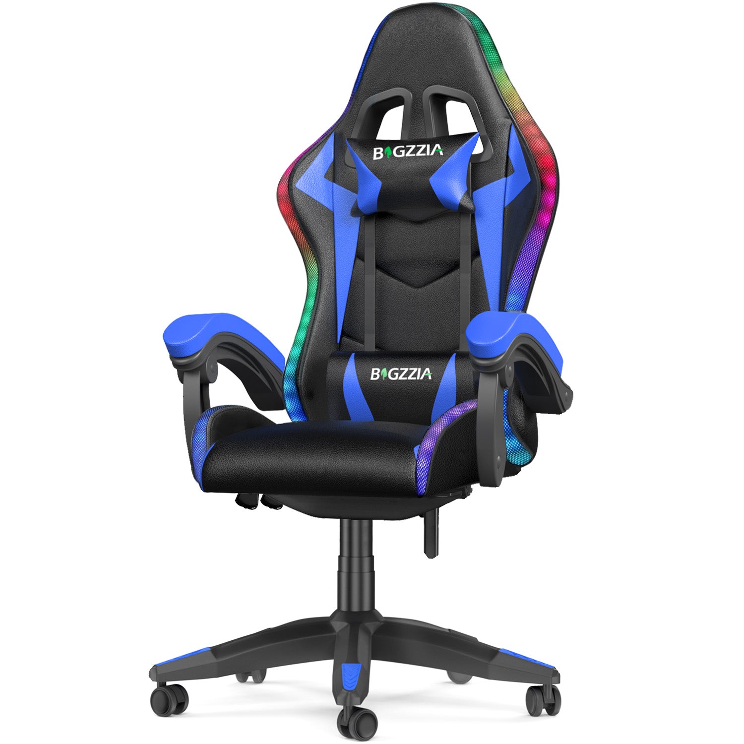 Sedia da Gioco Ergonomica con Luci LED RGB, Reclinabile, Poggiatesta e Supporto Lombare Stile Racing