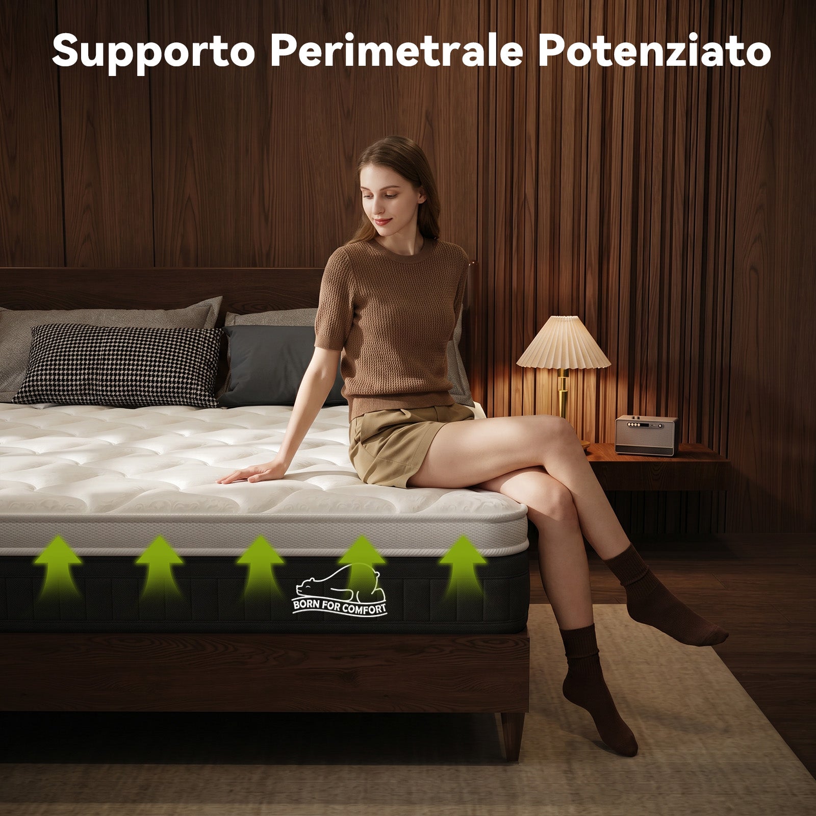 Materasso a Molle Insacchettate con Schiuma Memory, Materassi Ibridi da 25 cm, Rigidità Media, Sostegno Perimetrale
