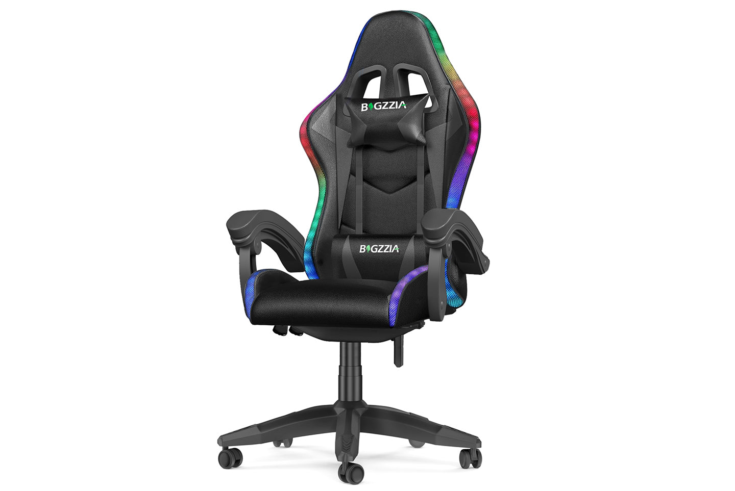 Sedia da gioco ergonomica 155° reclinabile e girevole con poggiatesta, supporto lombare Sedia da ufficio in pelle PU