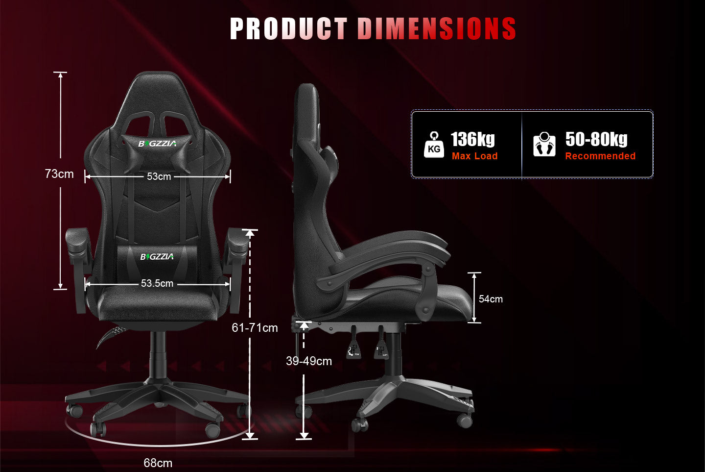 Sedia da gioco ergonomica 155° reclinabile e girevole con poggiatesta, supporto lombare Sedia da ufficio in pelle PU