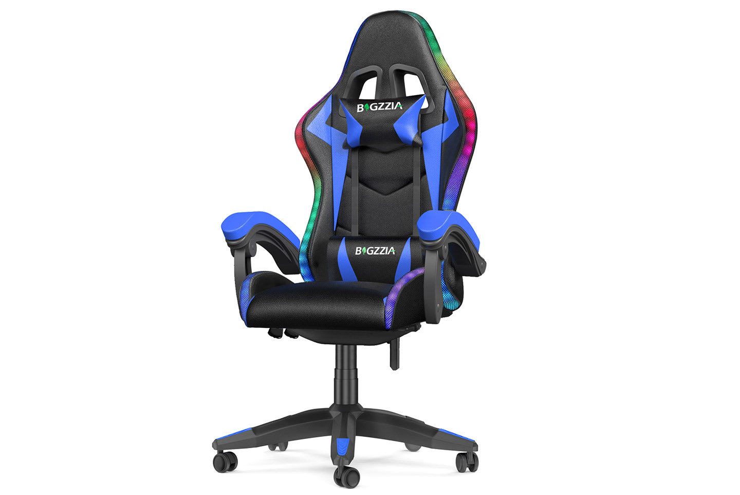 Sedia da gioco ergonomica 155° reclinabile e girevole con poggiatesta, supporto lombare Sedia da ufficio in pelle PU