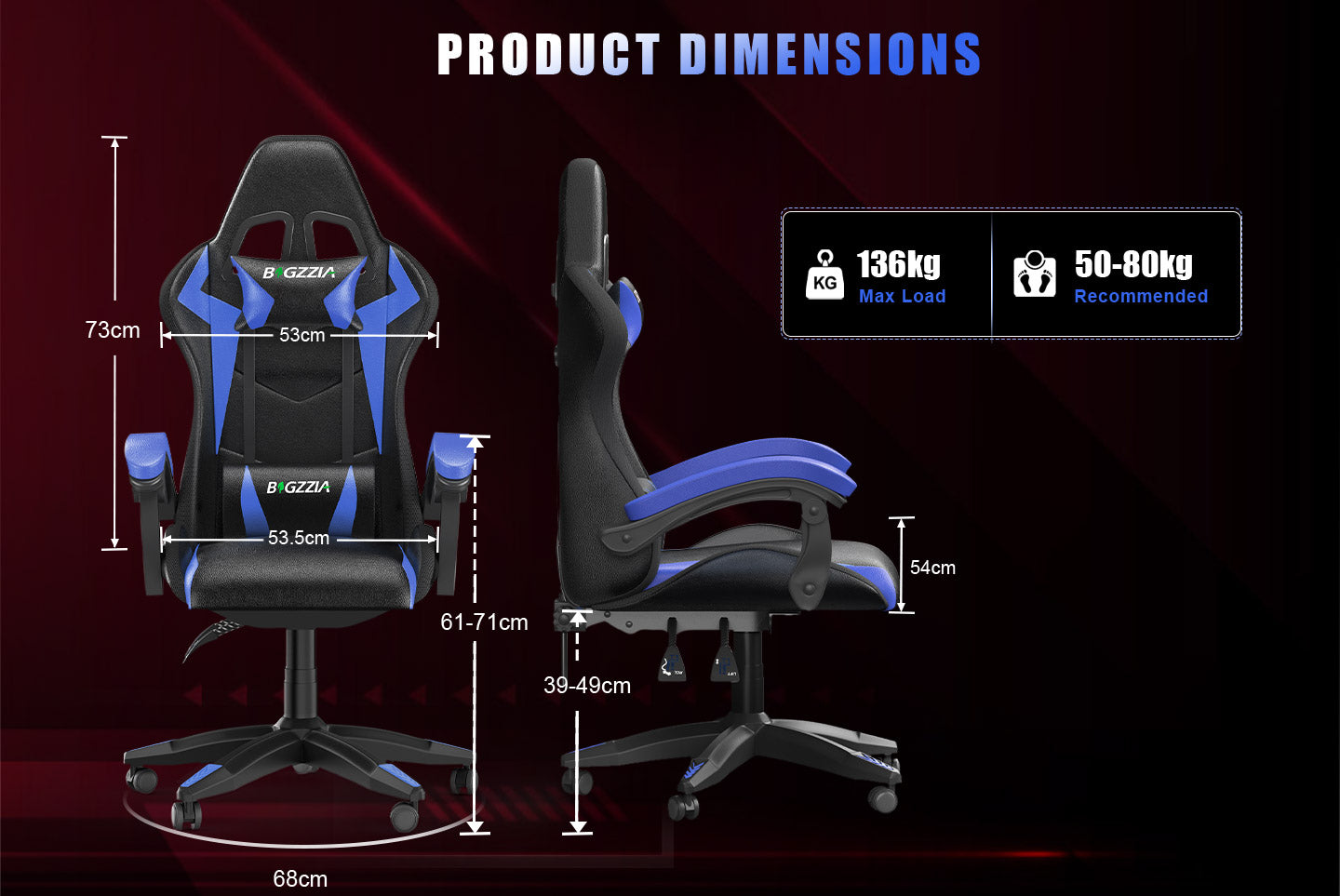 Sedia da Gioco Ergonomica con Luci LED RGB, Reclinabile, Poggiatesta e Supporto Lombare Stile Racing