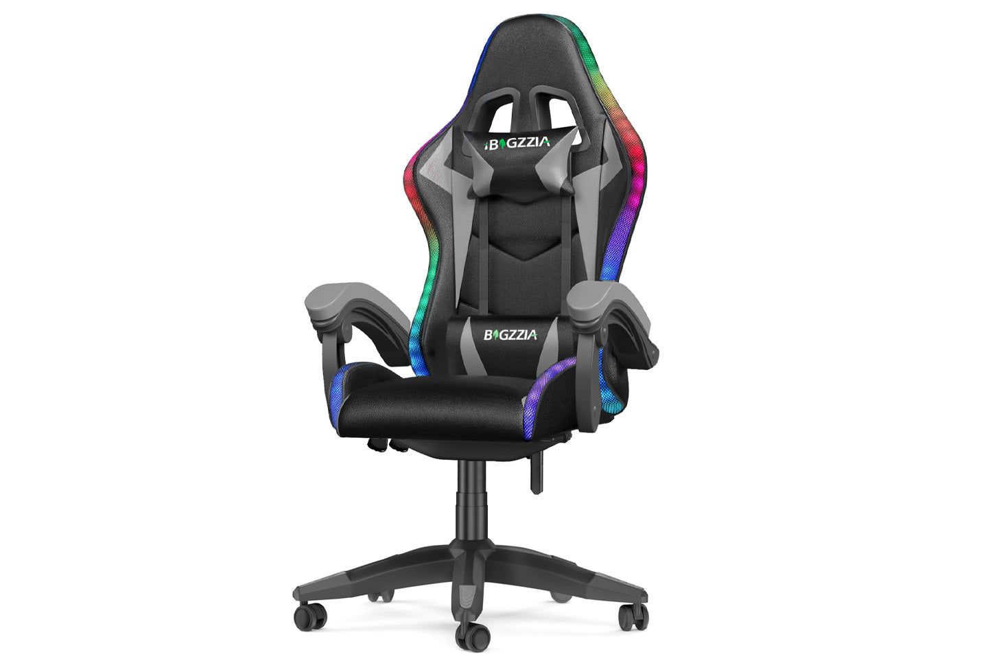 Sedia da gioco ergonomica 155° reclinabile e girevole con poggiatesta, supporto lombare Sedia da ufficio in pelle PU