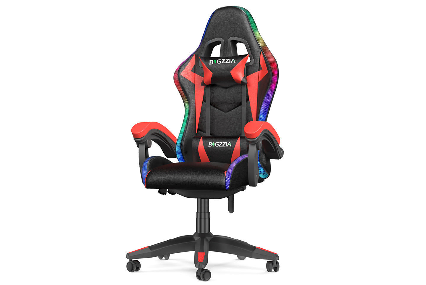 Sedia da gioco ergonomica 155° reclinabile e girevole con poggiatesta, supporto lombare Sedia da ufficio in pelle PU