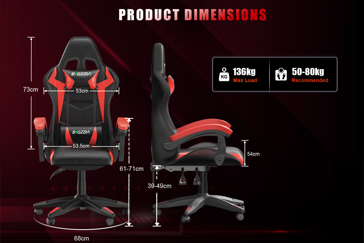 Sedia da Gioco Ergonomica con Luci LED RGB, Reclinabile, Poggiatesta e Supporto Lombare Stile Racing