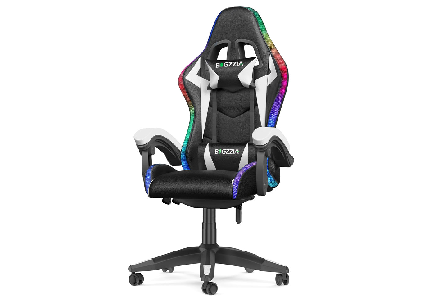 Sedia da gioco ergonomica 155° reclinabile e girevole con poggiatesta, supporto lombare Sedia da ufficio in pelle PU