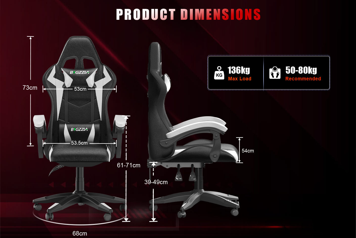 Sedia da Gioco Ergonomica con Luci LED RGB, Reclinabile, Poggiatesta e Supporto Lombare Stile Racing