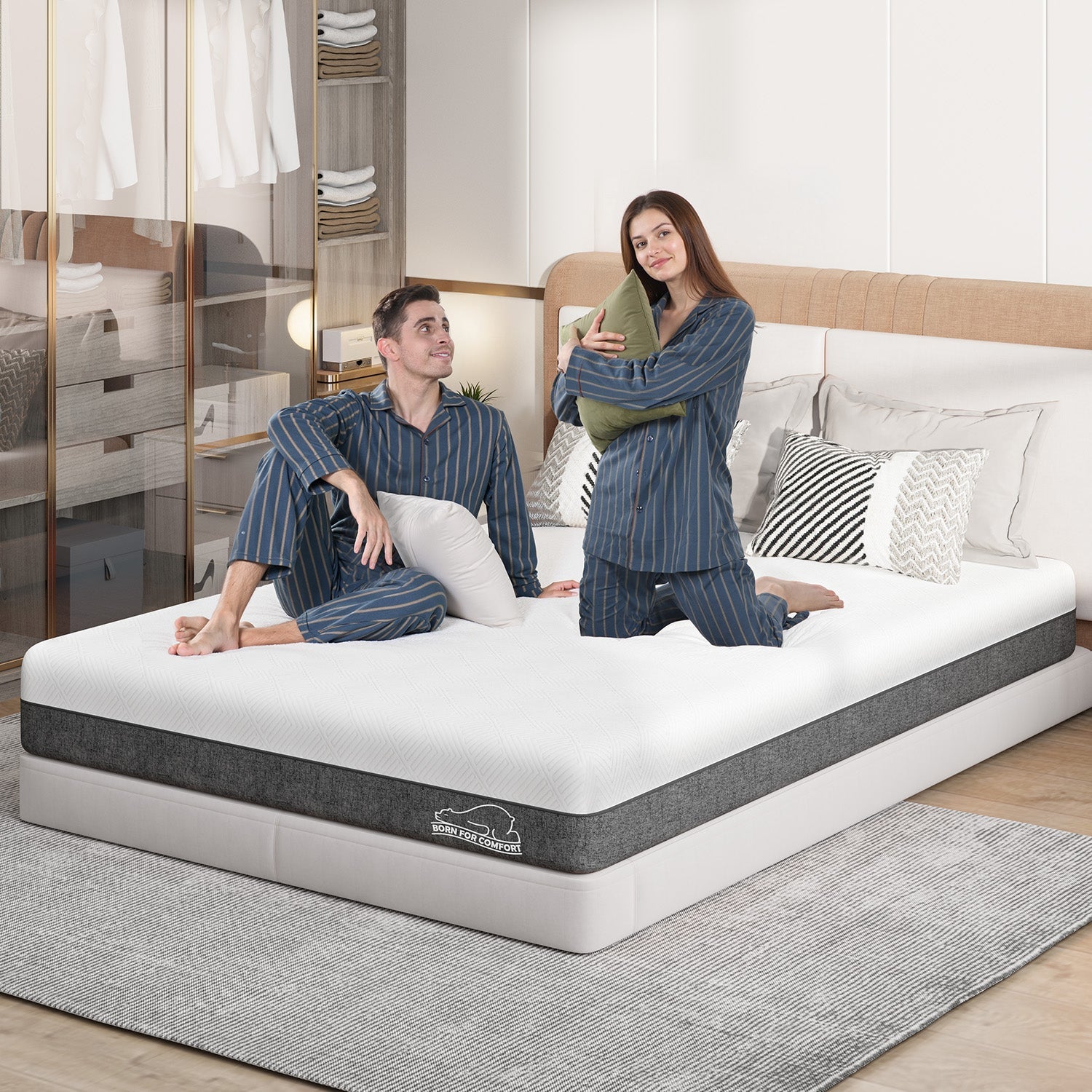 Materasso in Memory Foam, Tessuto Morbido, Materasso Delicato sulla Pelle, Rivestimento Traspirante, 2 Strati per un Maggiore Supporto