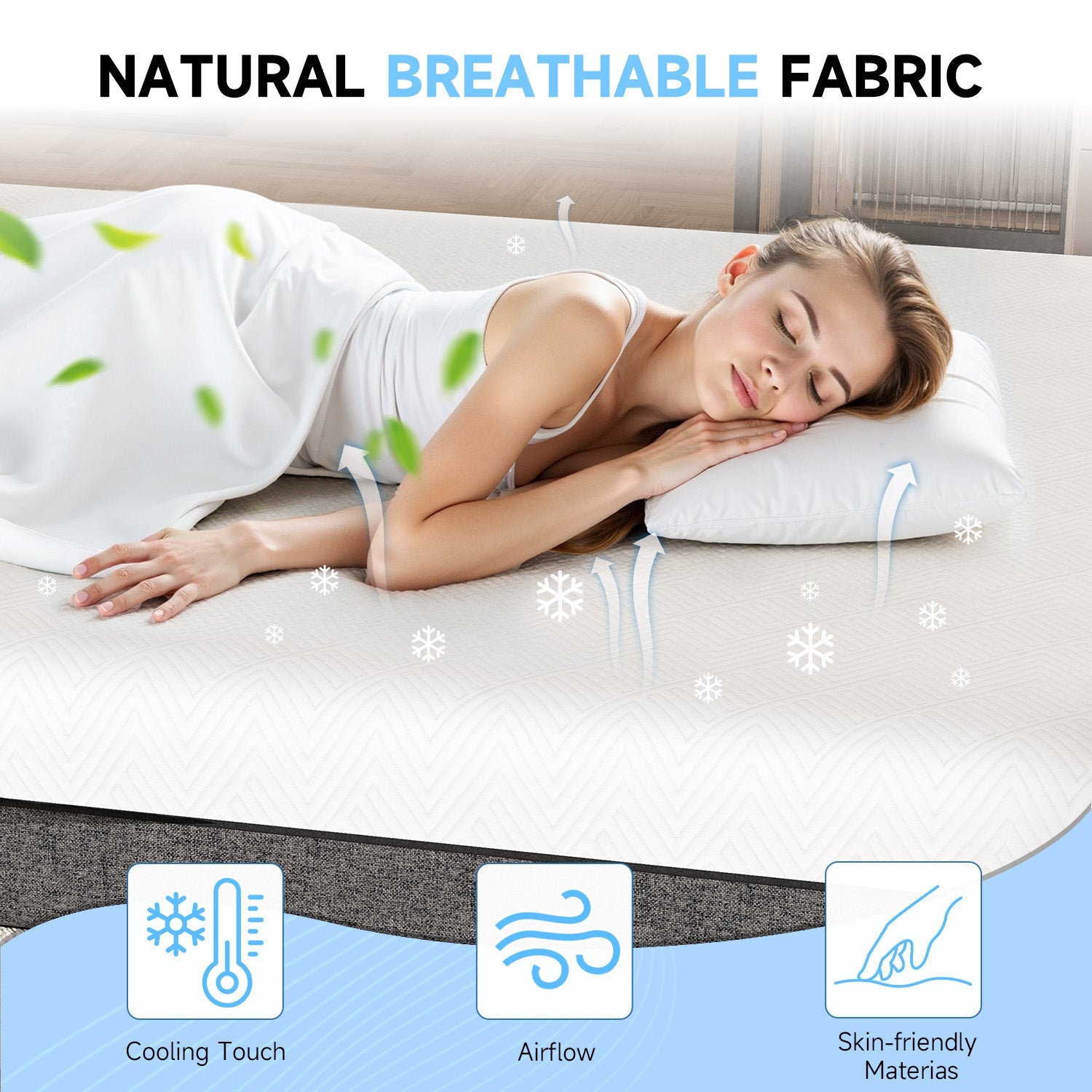 Materasso in Memory Foam, Tessuto Morbido, Materasso Delicato sulla Pelle, Rivestimento Traspirante, 2 Strati per un Maggiore Supporto