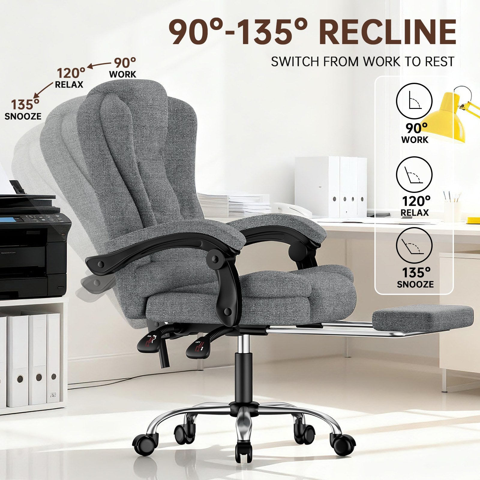 Sedia ergonomica per ufficio esecutivo Sedia da scrivania per computer con schienale alto in pelle PU con funzione di inclinazione reclinabile per il lavoro in casa-ufficio