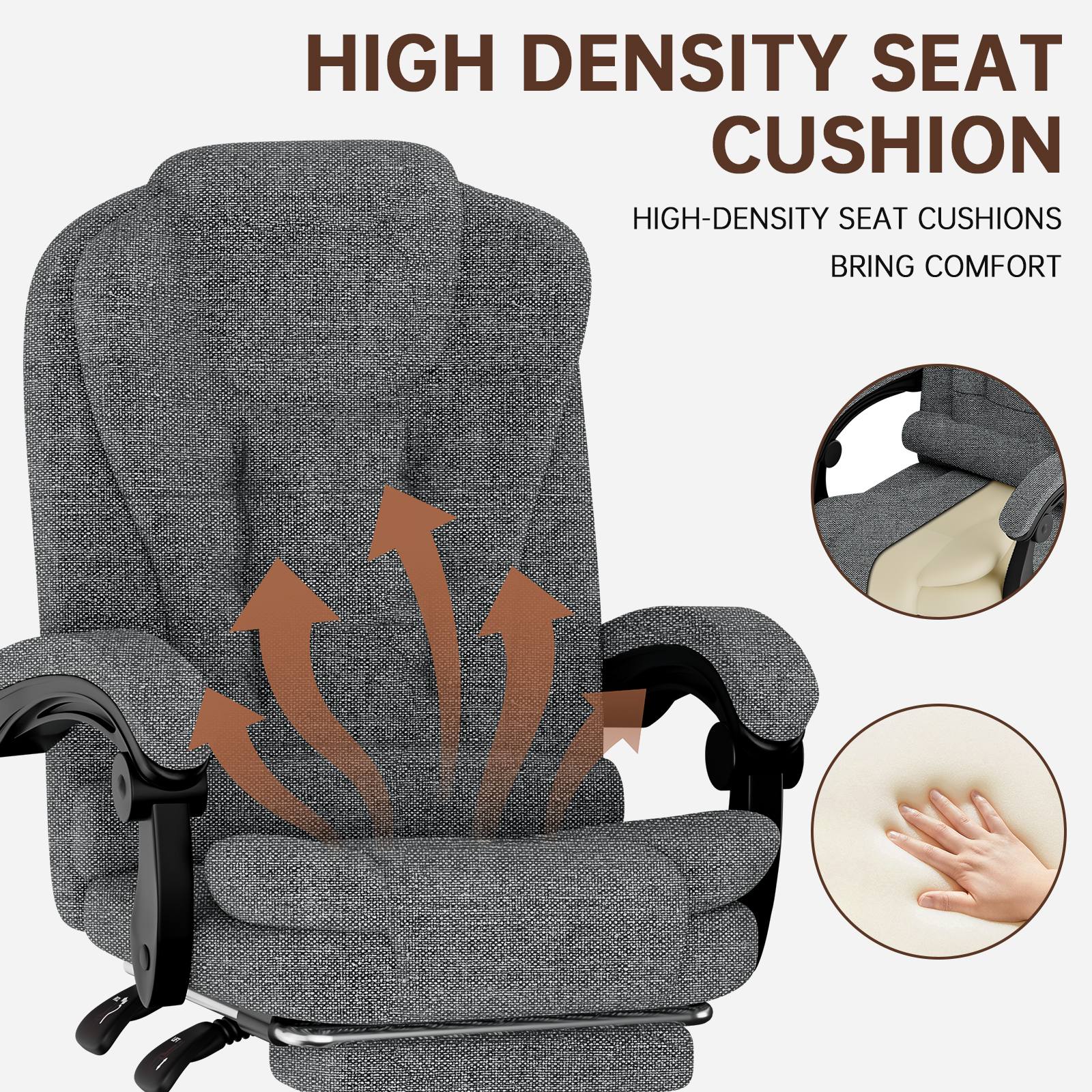 Sedia ergonomica per ufficio esecutivo Sedia da scrivania per computer con schienale alto in pelle PU con funzione di inclinazione reclinabile per il lavoro in casa-ufficio