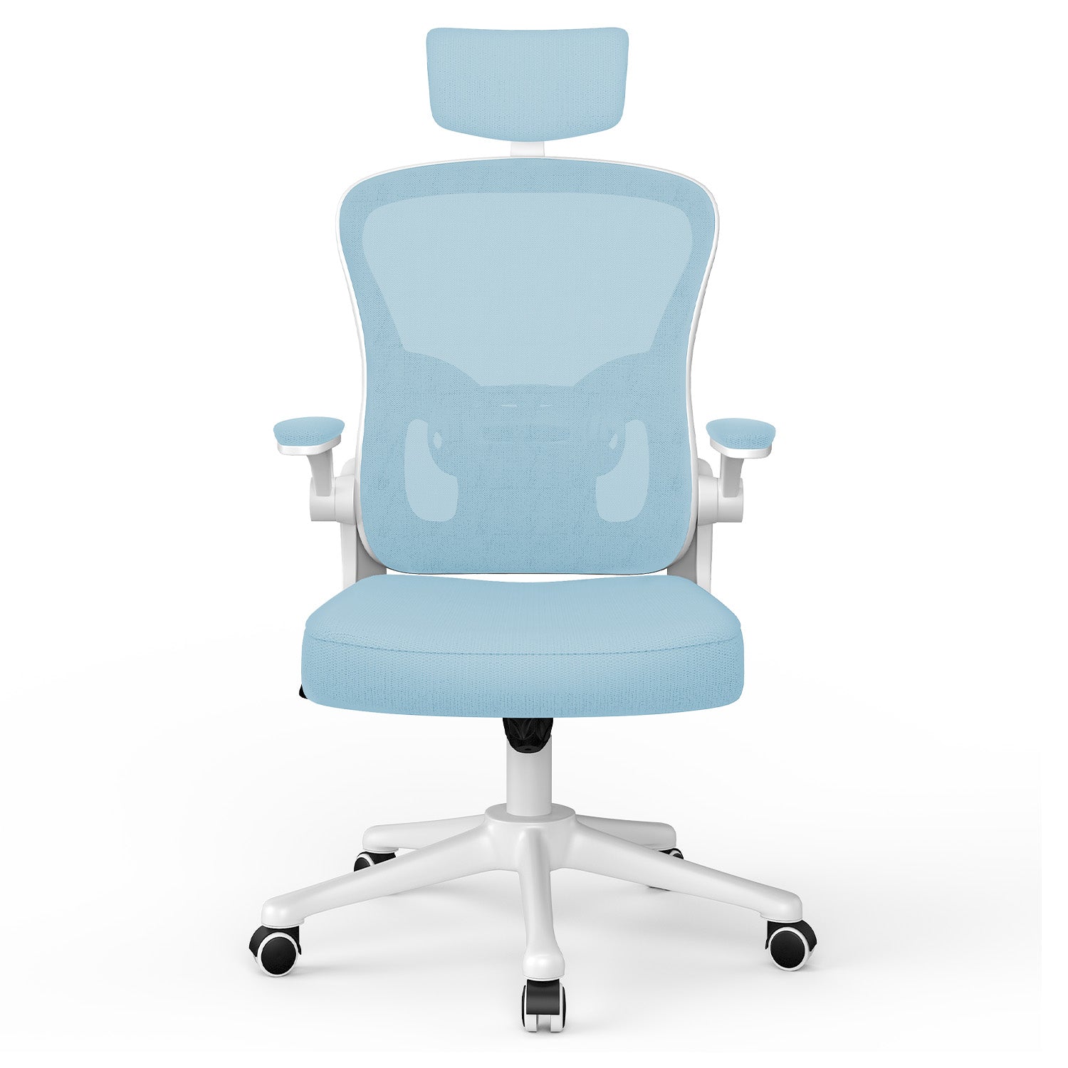 Sedia da Ufficio, Sedia Ufficio Ergonomica con Braccioli Regolabili in Rete Traspirante, Altezza Regolabile e Schienale Inclinabile con Ruote Girevoli
