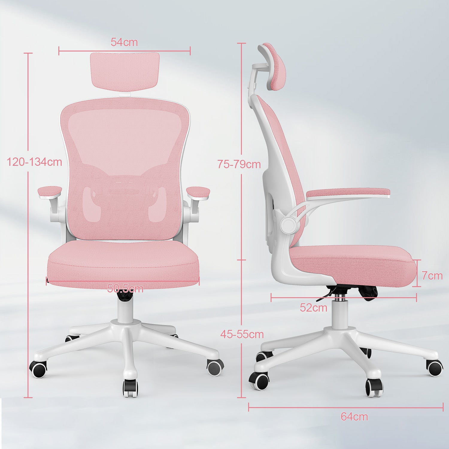 Sedia da Ufficio, Sedia Ufficio Ergonomica con Braccioli Regolabili in Rete Traspirante, Altezza Regolabile e Schienale Inclinabile con Ruote Girevoli