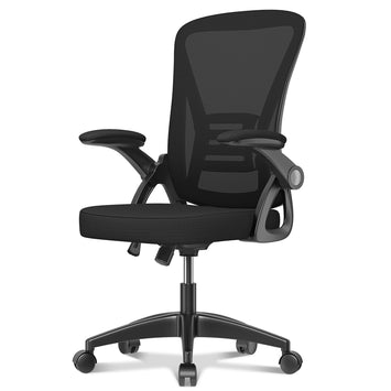 Sedia da Ufficio Sedia da Scrivania Ergonomica con Bracciolo Ribaltabile a 90°, Sedia da Scrivania per Ufficio Regolabile in Altezza