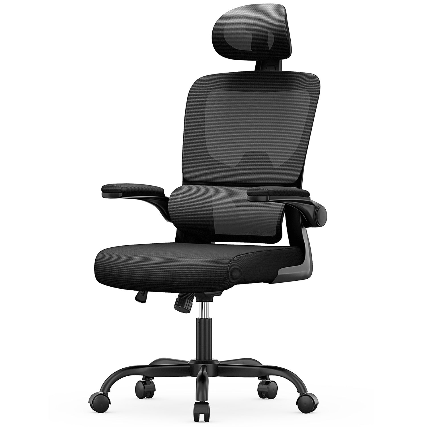 Sedia da Ufficio, Sedia Ufficio Ergonomica con Braccioli Regolabili in Rete Traspirante, Altezza Regolabile e Schienale Inclinabile con Ruote Girevoli