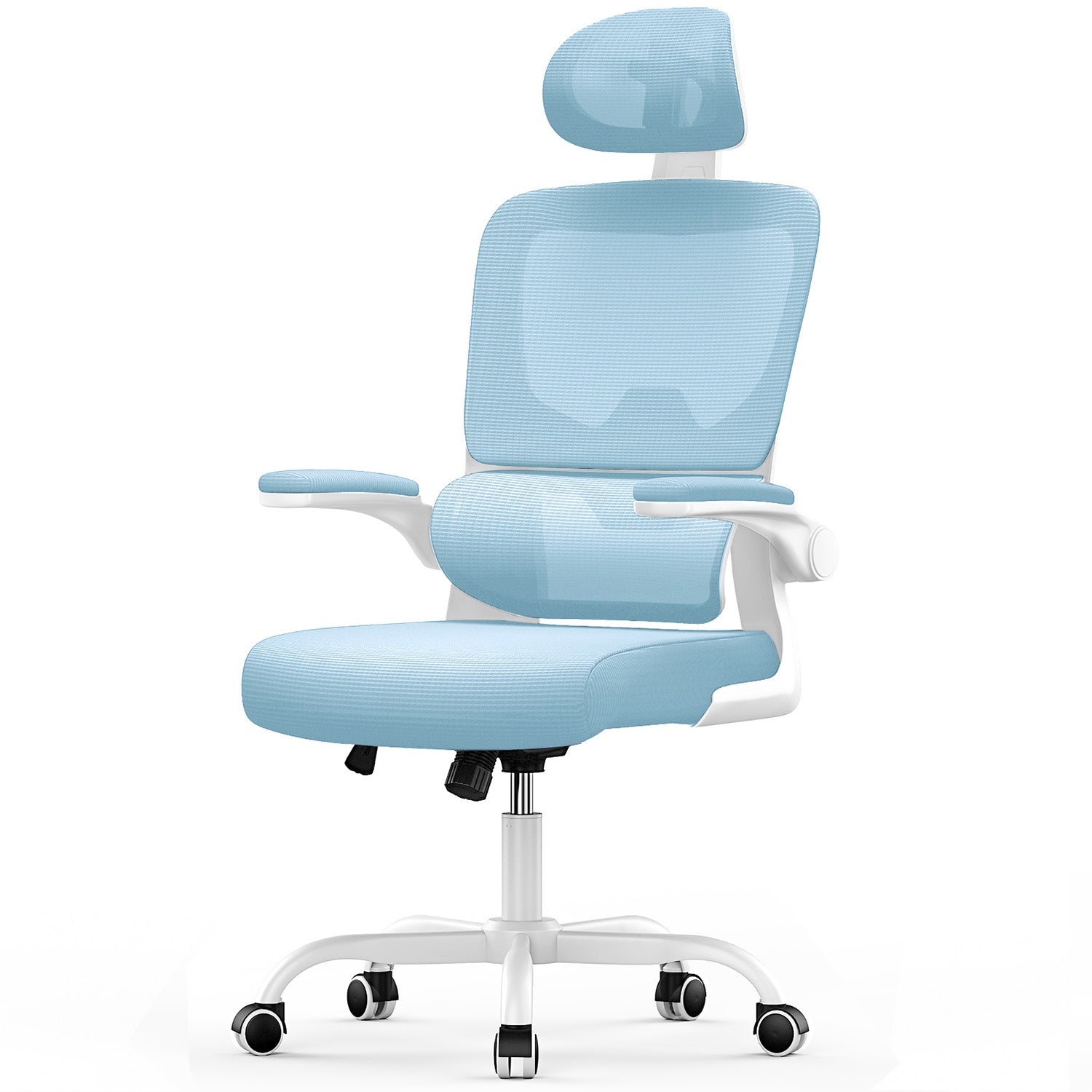 Sedia da Ufficio, Sedia Ufficio Ergonomica con Braccioli Regolabili in Rete Traspirante, Altezza Regolabile e Schienale Inclinabile con Ruote Girevoli