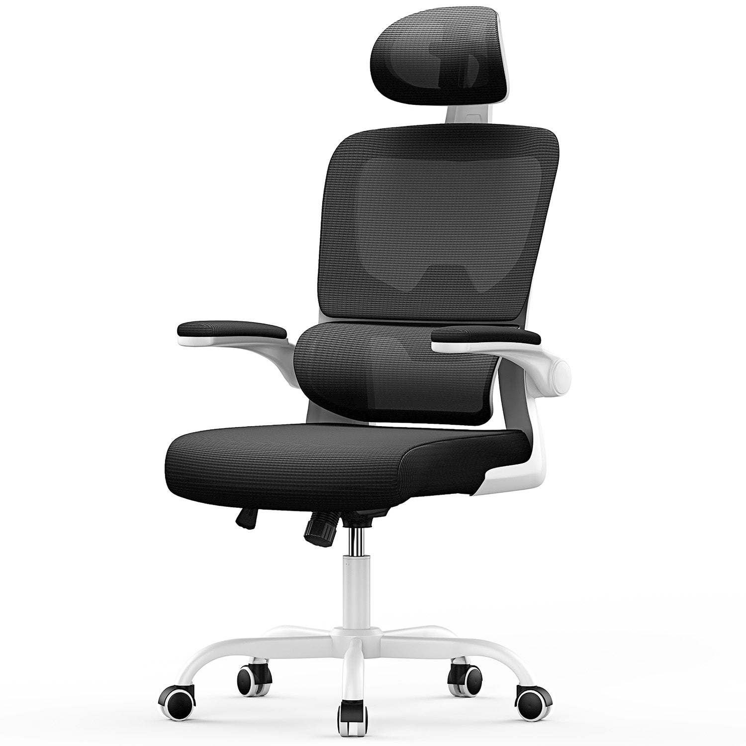 Sedia da Ufficio, Sedia Ufficio Ergonomica con Braccioli Regolabili in Rete Traspirante, Altezza Regolabile e Schienale Inclinabile con Ruote Girevoli
