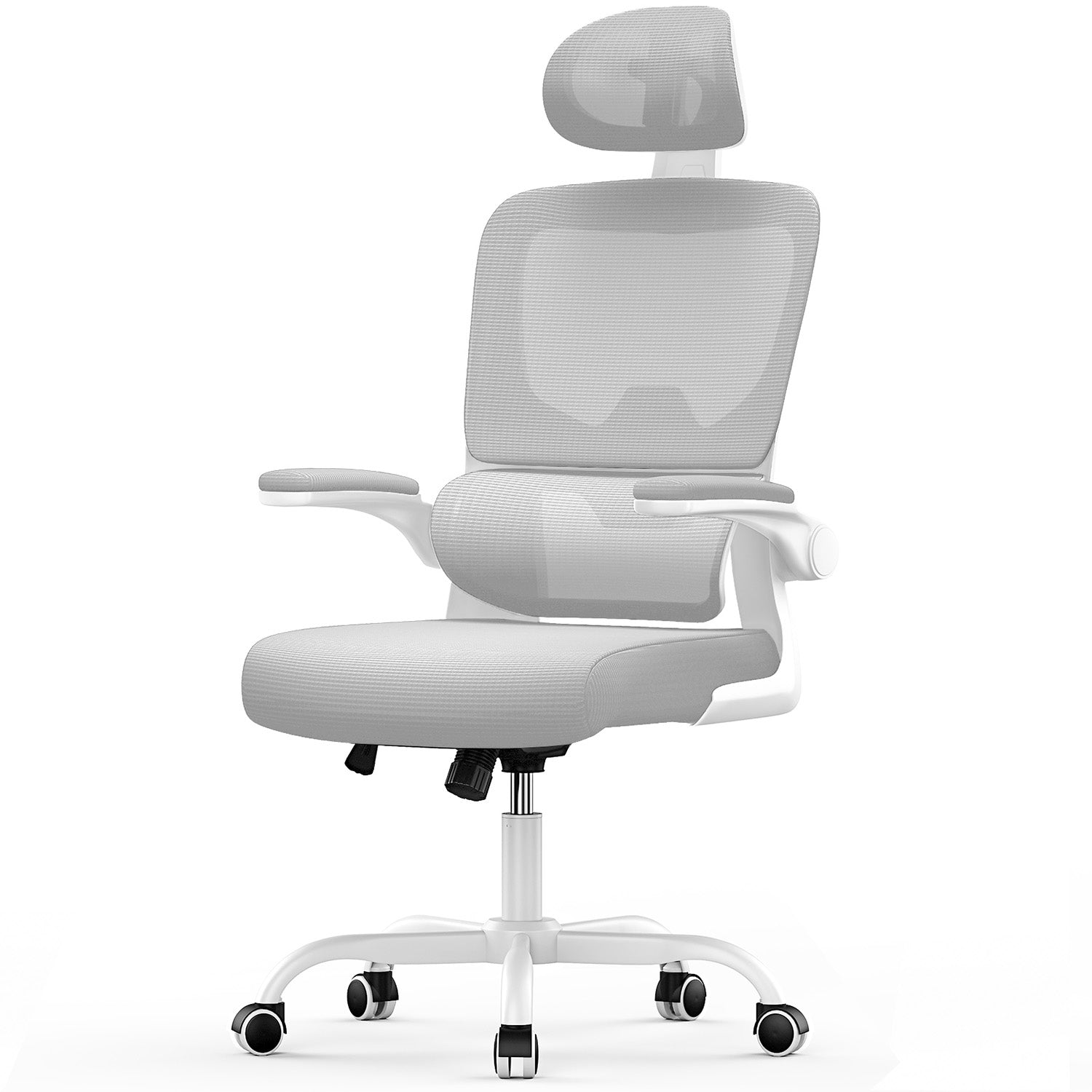 Sedia da Ufficio, Sedia Ufficio Ergonomica con Braccioli Regolabili in Rete Traspirante, Altezza Regolabile e Schienale Inclinabile con Ruote Girevoli