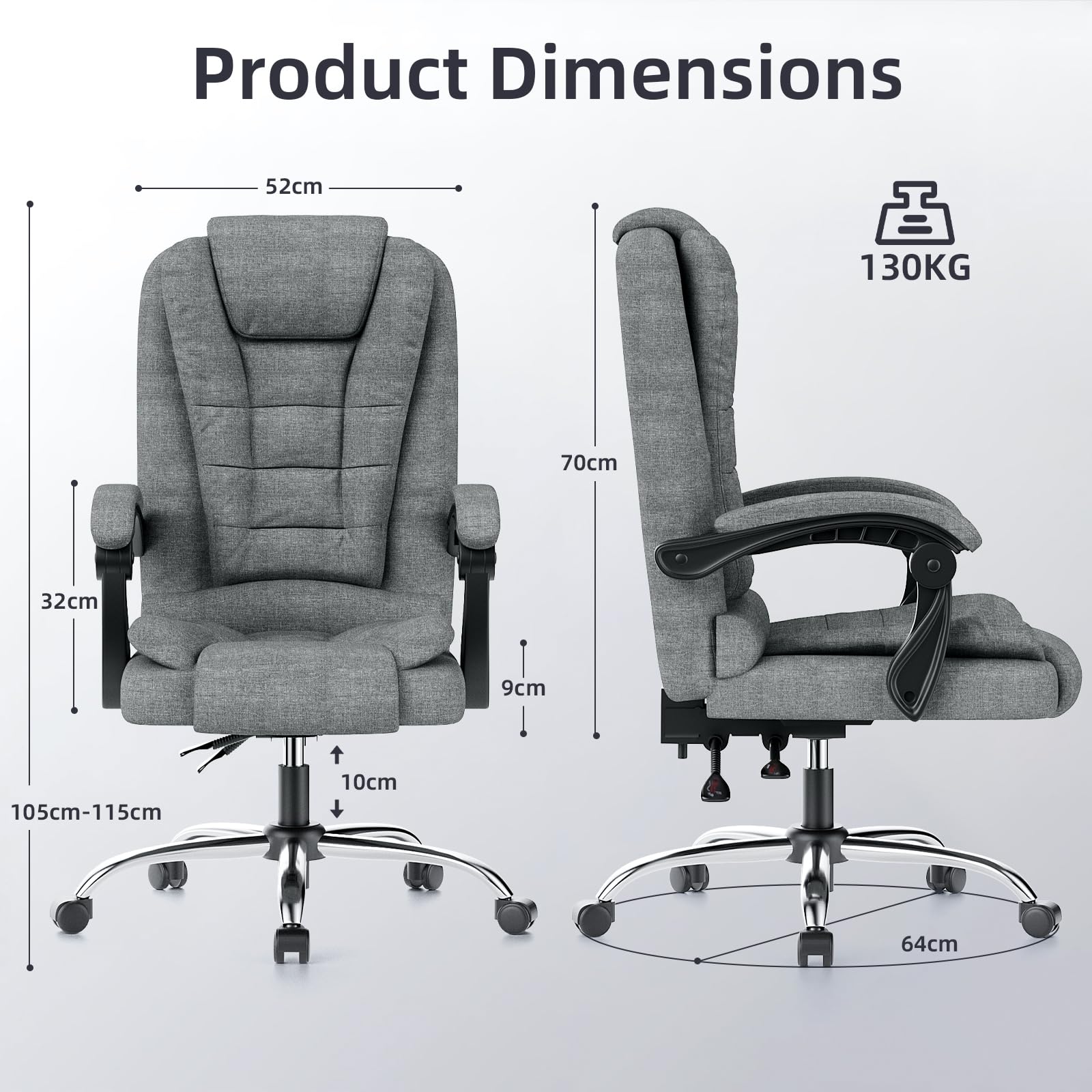 Sedia ergonomica per ufficio esecutivo Sedia da scrivania per computer con schienale alto in pelle PU con funzione di inclinazione reclinabile per il lavoro in casa-ufficio