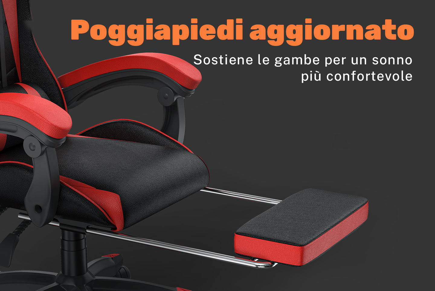 Sedia da gioco ergonomica 155° reclinabile e girevole con poggiatesta, supporto lombare Sedia da ufficio in pelle PU