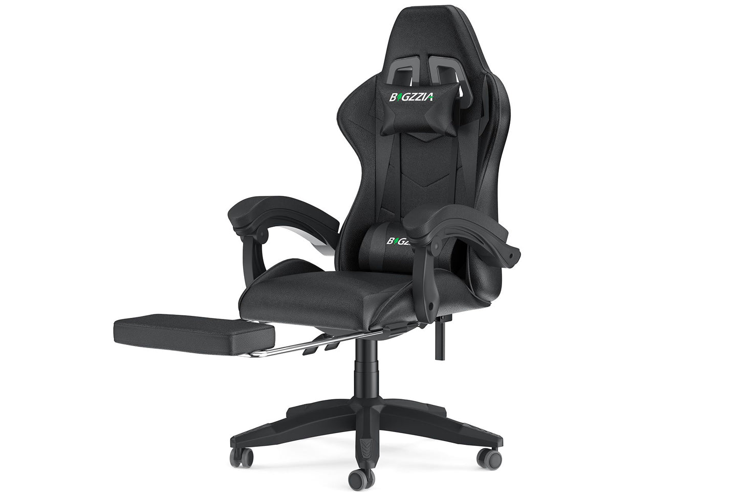 Sedia da gioco ergonomica 155° reclinabile e girevole con poggiatesta, supporto lombare Sedia da ufficio in pelle PU