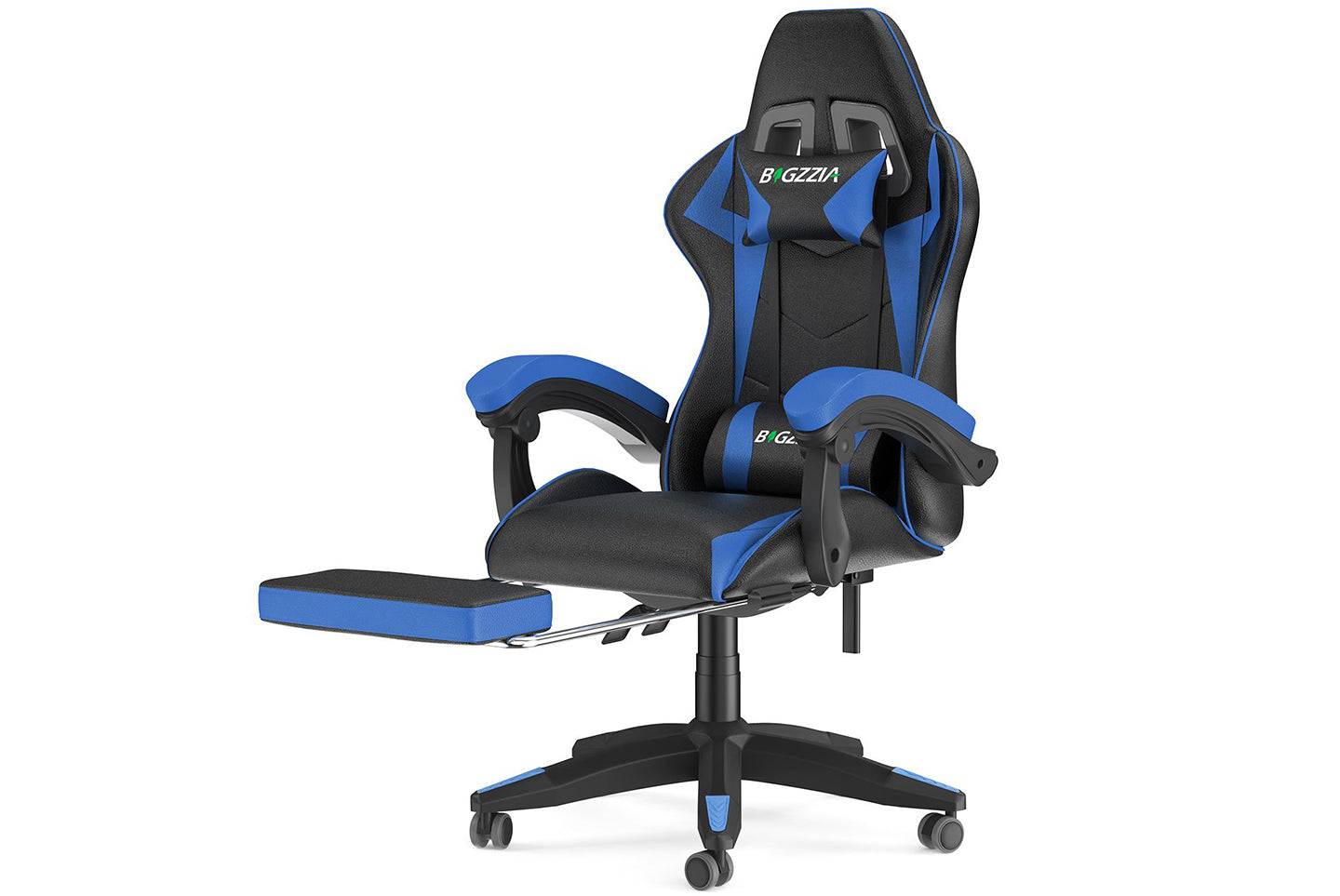 Sedia da gioco ergonomica 155° reclinabile e girevole con poggiatesta, supporto lombare Sedia da ufficio in pelle PU