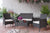 Set di mobili da giardino in rattan a 4 posti con 2 sedie singole, 1 divano doppio e 1 tavolo